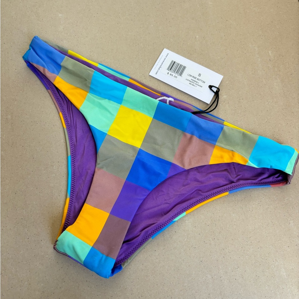 WEWOREWHAT Low Rise Bikini Bottom in Oversized Gingham Print. Sizes S & L, NWT